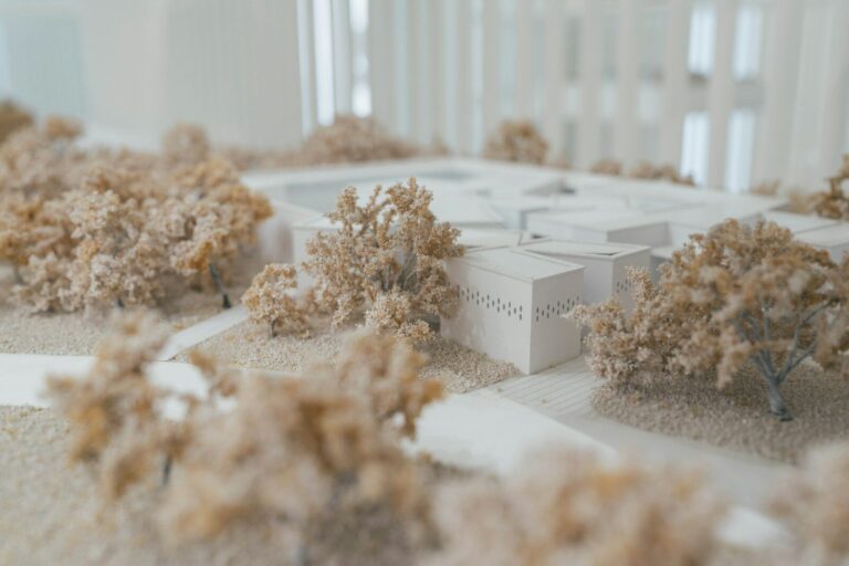 white and brown miniature house